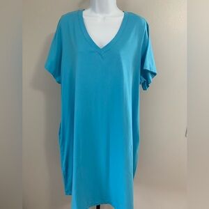 Woman Within Turquoise V-Neck Dress